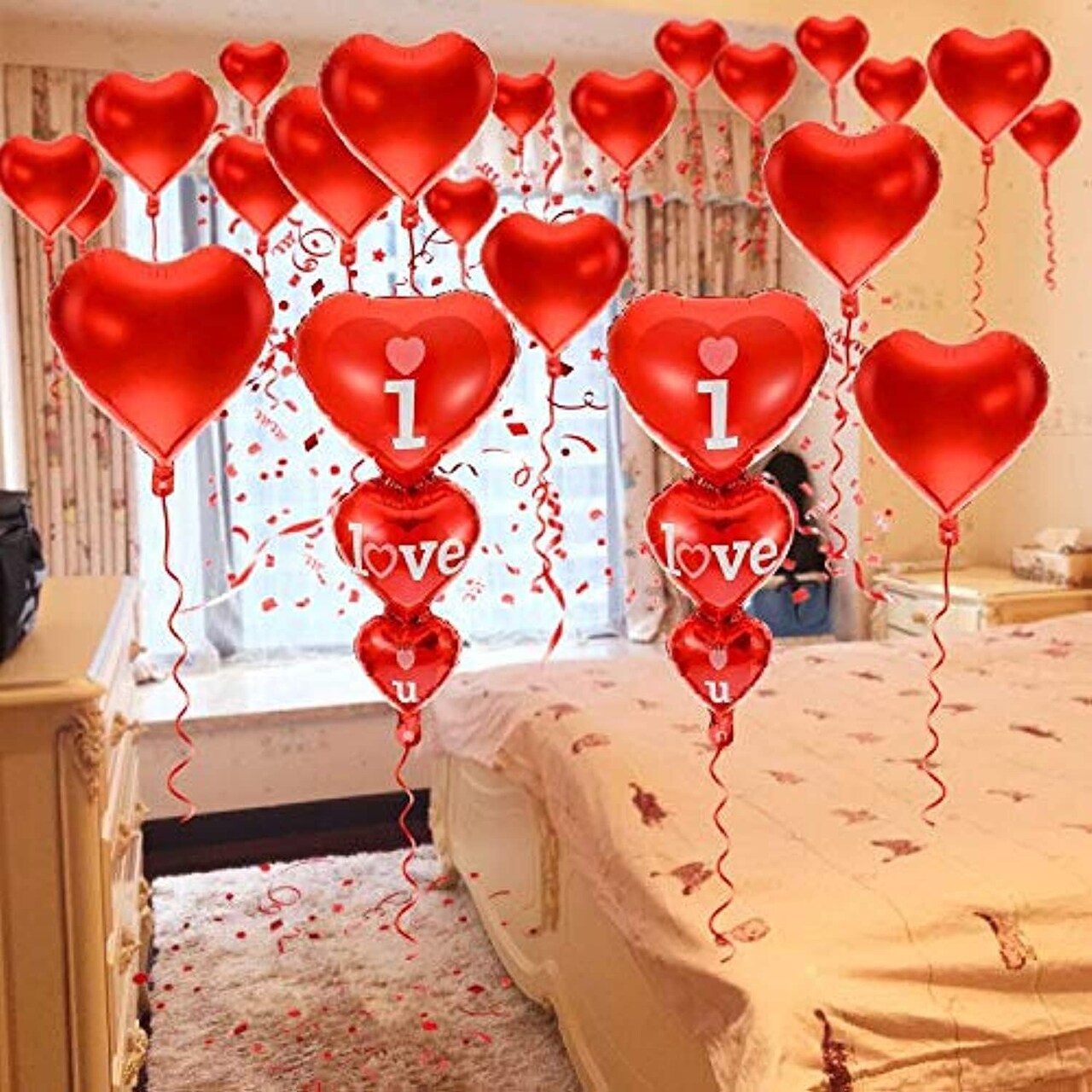 20 + 2 I Love You Balloons - Helium Supported - Love Balloons (Red,white)